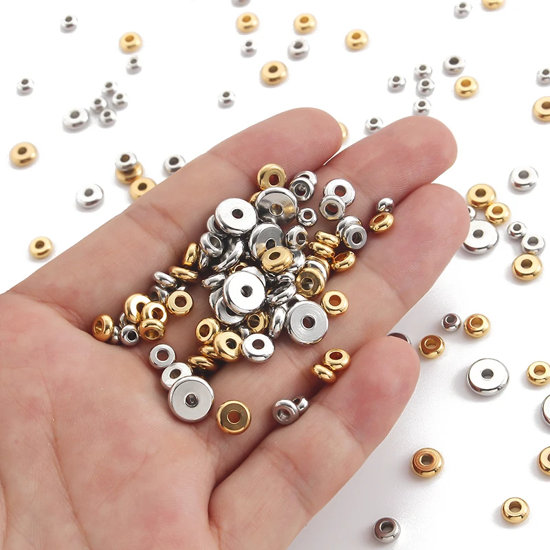 

30 100pcs Stainless Steel Disc Flat Spacer Loose Beads Bracelet Seed Bead For Needlework DIY Necklace Jewelry Making Wholesale