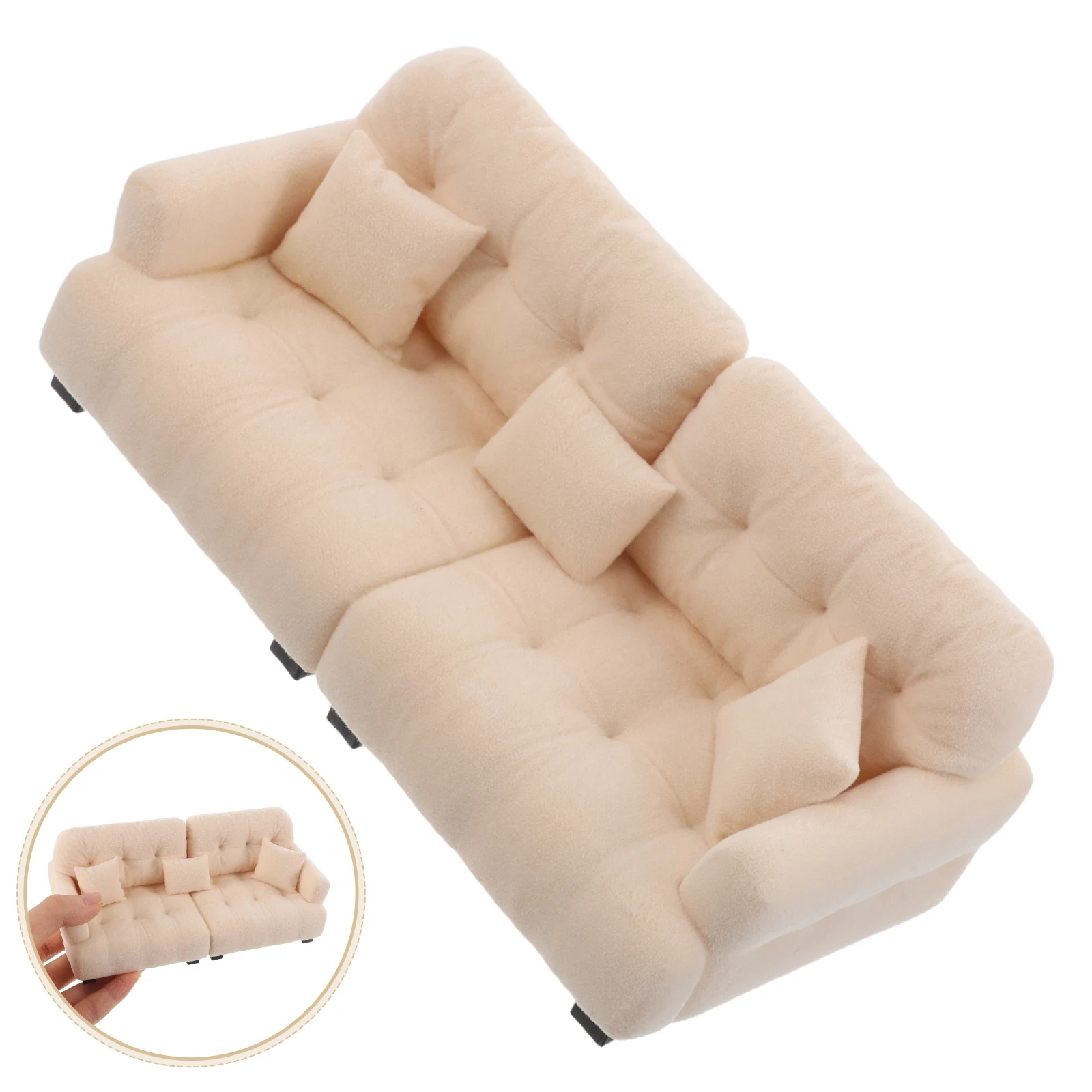 

1:25 Miniature Dollhouse Furniture Sofa With Pillows Realistic Living Room Couch Tiny Decor For Kids Playrooms Dollhouse