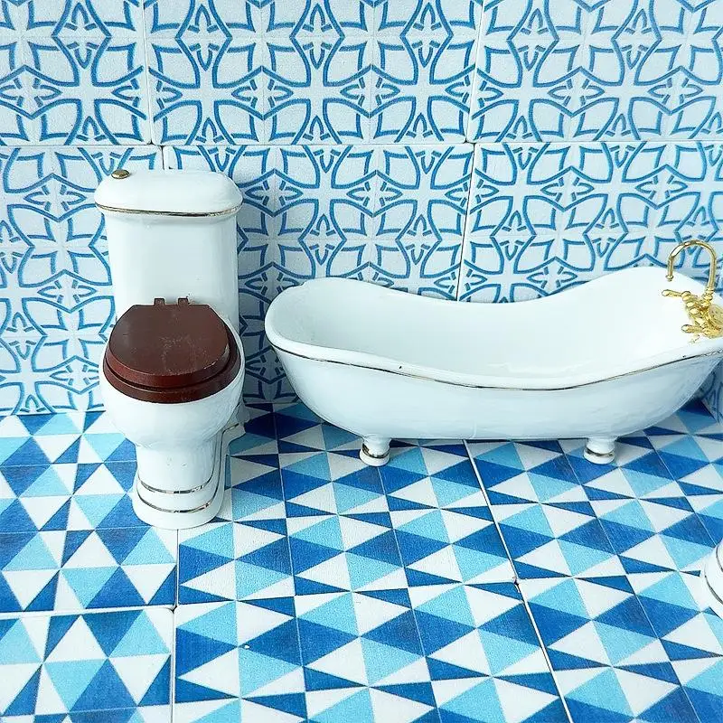 1 unidad de casa de muñecas en miniatura, suelo de madera cuadrado, modelo 1/12, Mini casa de muñecas, baño, decoración para sala de estar, accesorios de juguete