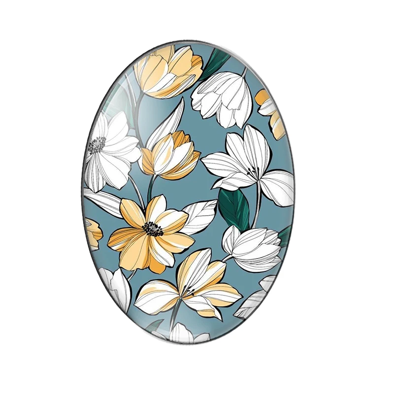 Beauty Vantage flower Rose Lily 10pcs mixed 13x18mm/18x25mm/30x40mm Oval photo glass cabochon demo flat back Making findings
