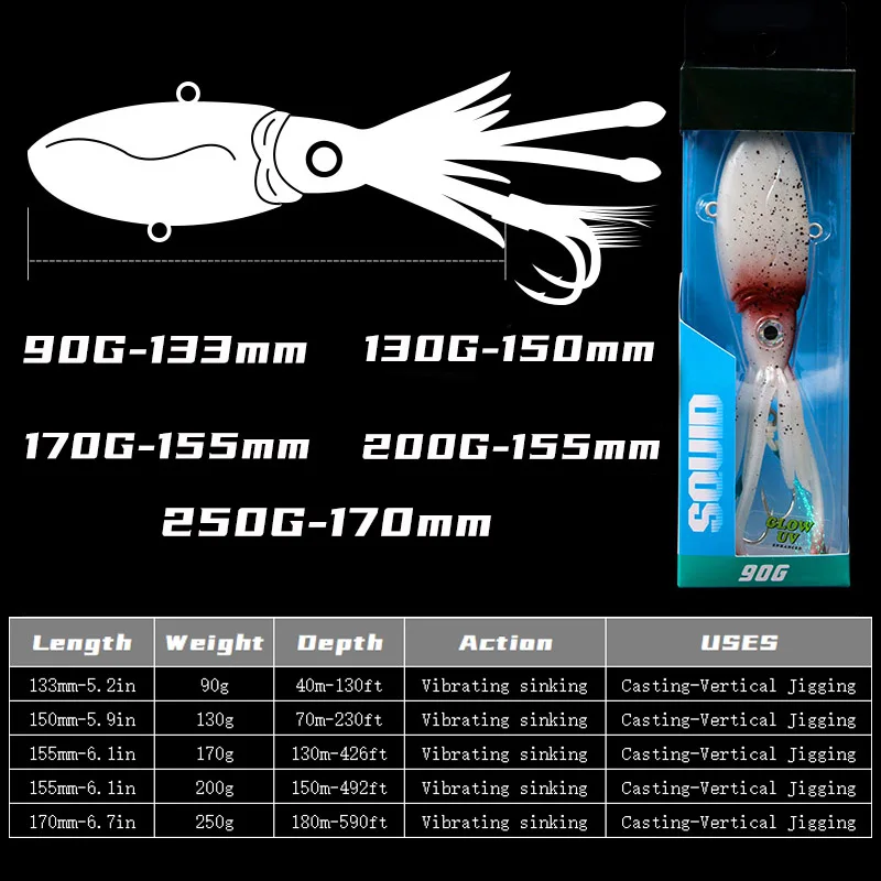 TPE 90g 130g 170g 200g 250g luminosa UV TPR pulpo calamar falda mar agua salada con anzuelo de asistencia Jigging pesca señuelos blandos cebo
