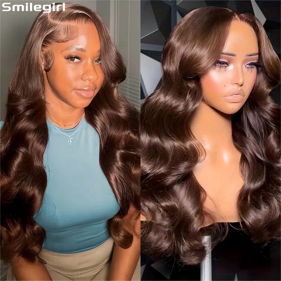 Pelucas de cabello humano marrón Chocolate de 250 de densidad, peluca Frontal de encaje HD 13X6, peluca con malla Frontal de 30 y 36 pulgadas, pelucas brasileñas prearrancadas de colores