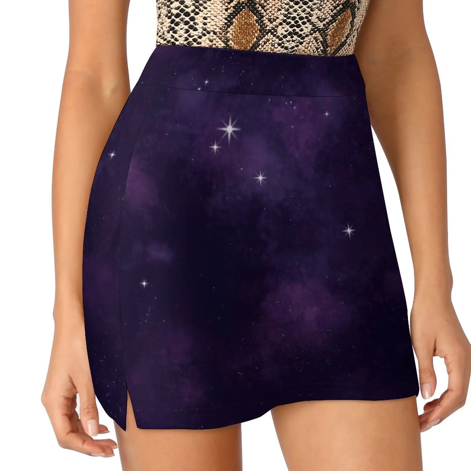 Purple Galaxy Women's skirt With Pocket Vintage Skirt Printing A Line Skirts Summer Clothes Galaxy Space Stars Nebula Outer