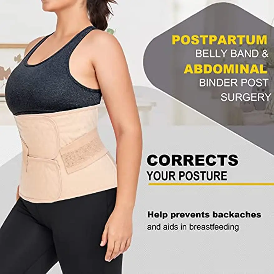 Postpartum Belly Band Abdominal Binder Post Surgery C-section Belly Binder Wrap Girdle Recovery Belt Back Support