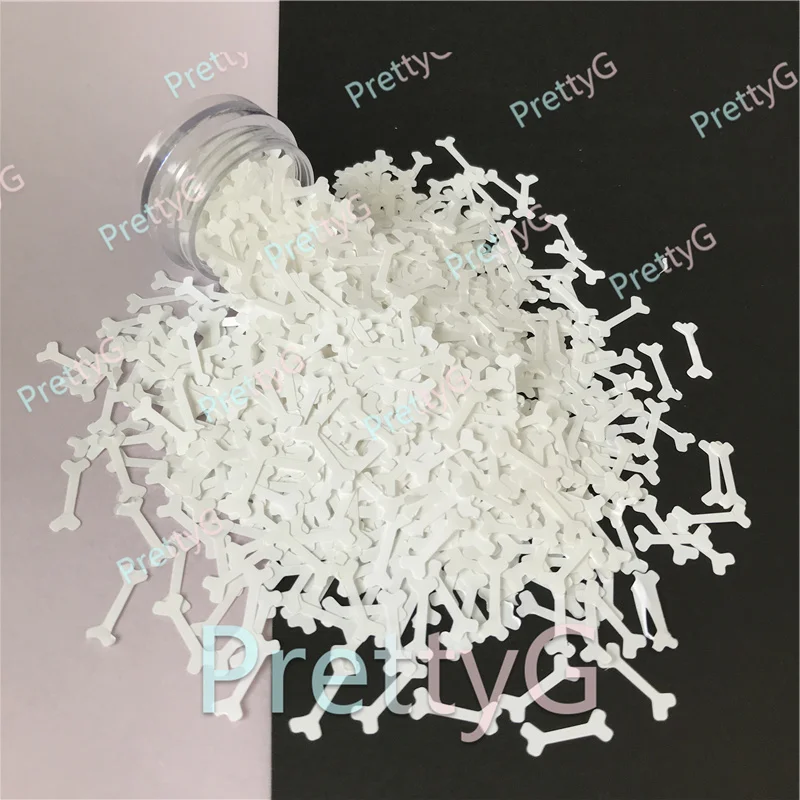 PrettyG 1 Box White 12mm Big Bones Glitter Sequins for Resin DIY Making Art Craft Nail Makeup Decoration Accessories