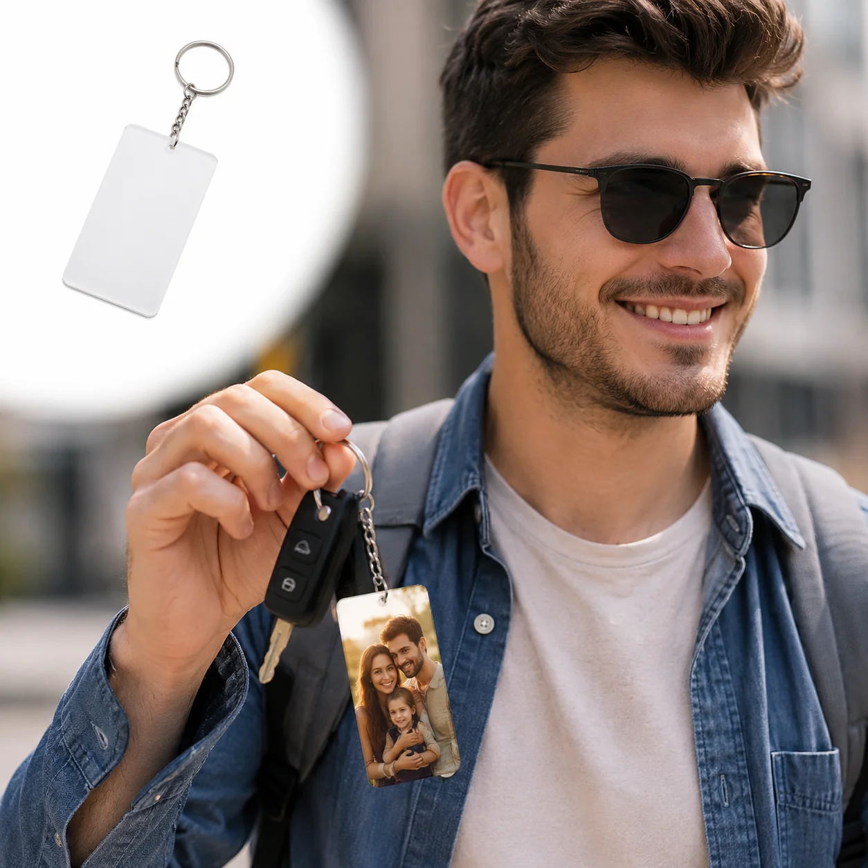 Personalized Custom Photo Keychain Logo Heat Transfer Acrylic Trendy Cute Pendant Bag Phone Accessory Creative Picture Gift Set