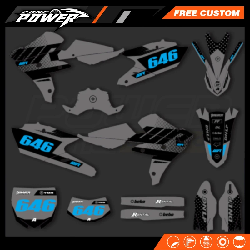 Powerzone dla Yamaha WRF450 2016 2017 2018 YZF450X 2015 2016 2017 2018 niestandardowe tła naklejki graficzne zestawy naklejek 20