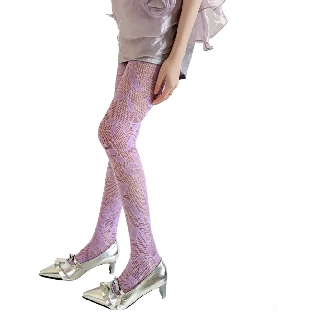 Fishnet Floral Bottomed Stockings Fashionable High-elastic Hollowed Out Jacquard Pantyhose Breathable Soft Lace Mesh Pantyhose