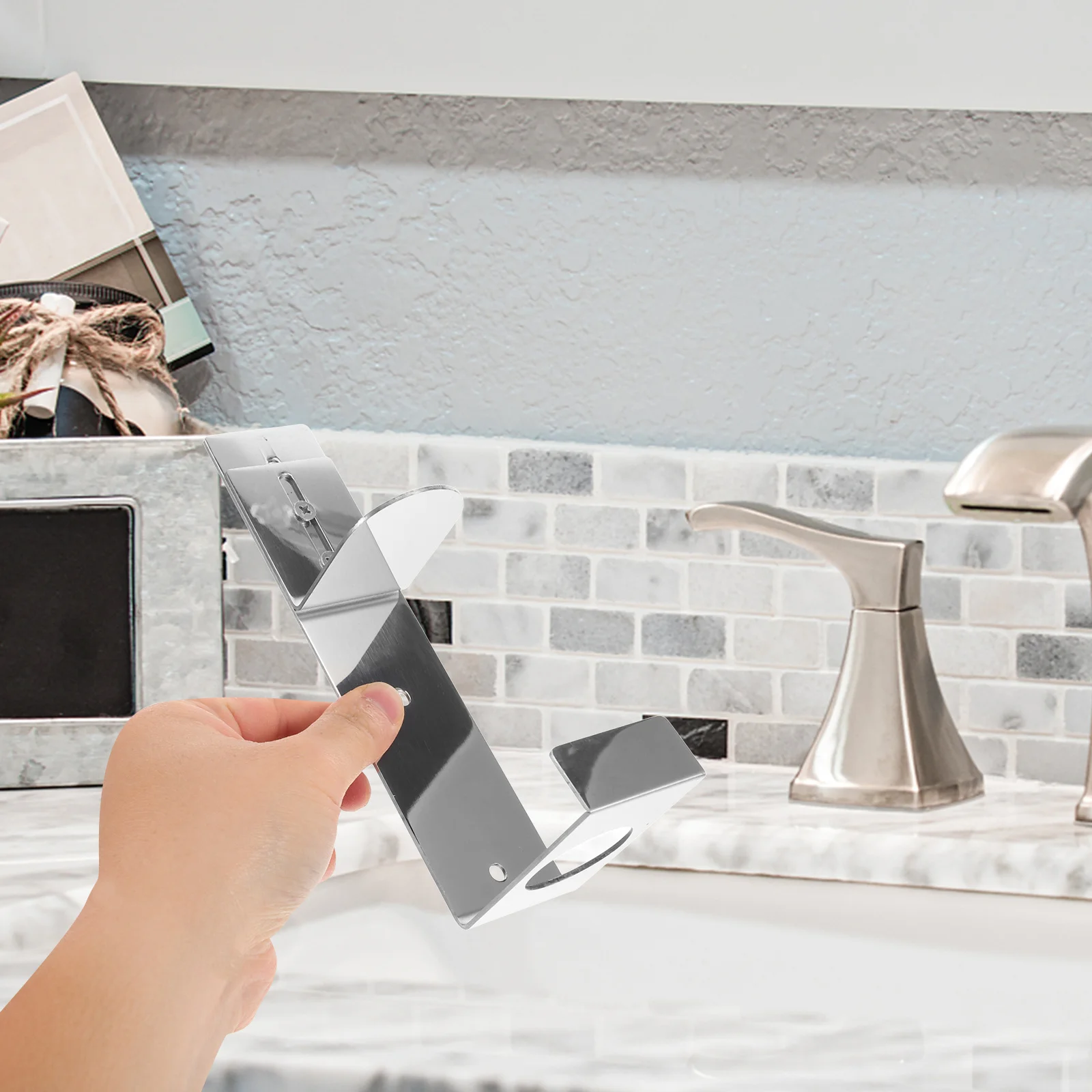 

Stainless Steel Bathroom Wall Organizer No Punch Soap Dispenser Holder Shampoo Bottle Rack Easy Installation Dispenser Holder