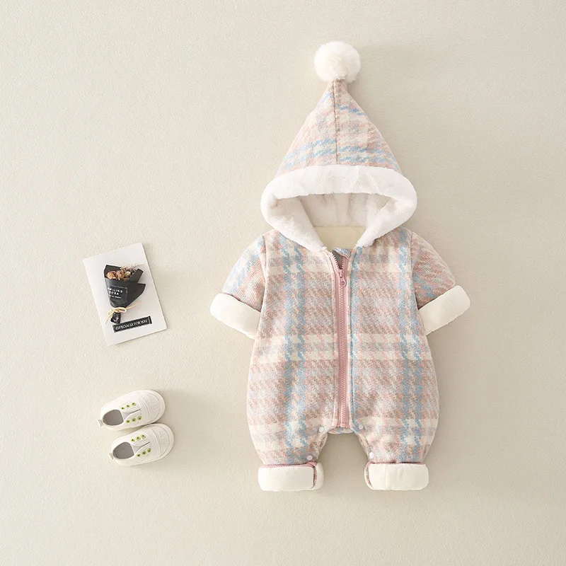 

New Baby Clothes Baby Rompers Autumn and Winter One-pieces Clothes for Going Out To Keep Warm Hooded Bodysuits