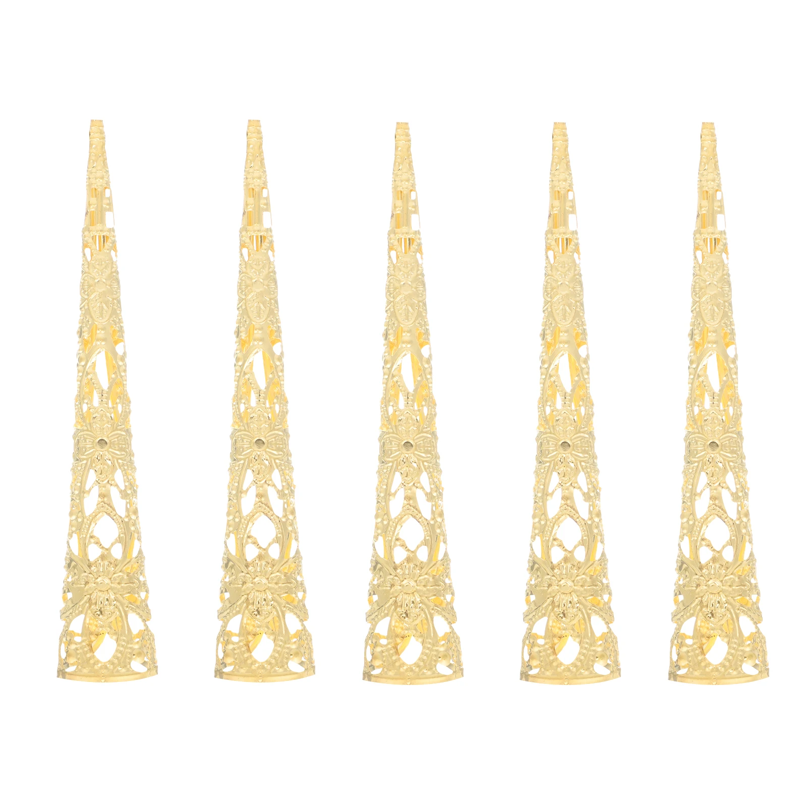 5 pièces en métal creux ongles conseils couverture doigt griffes griffe anneaux bout des doigts ongles anneaux pour Cosplay danse du ventre Costume accessoires de fête