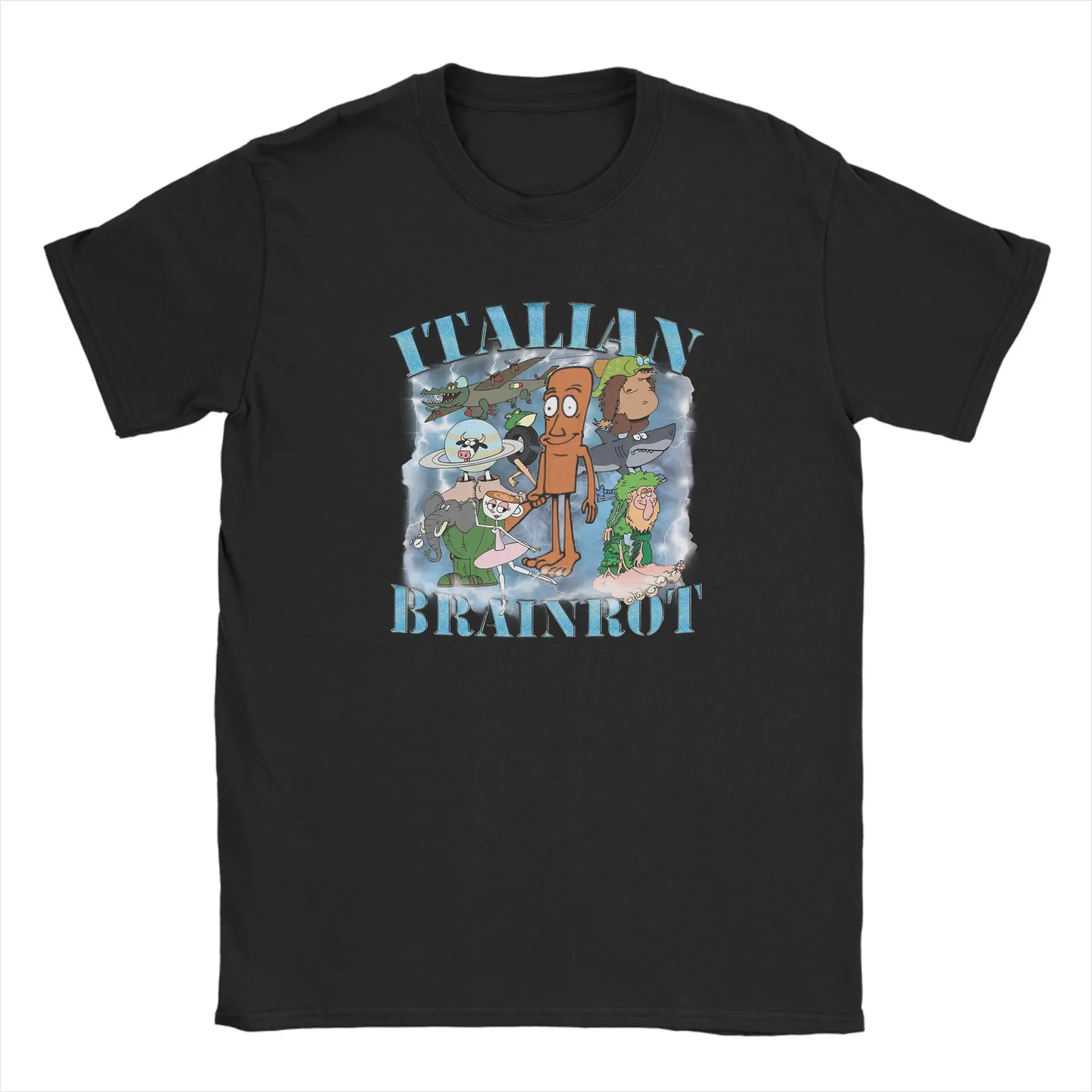 

Vintage T-Shirt Summer Italian Brainrot Characaters Meme Funny Tung Tung Tung Sahur T-Shirts Cotton Tshirt for Men Y2K Clothes