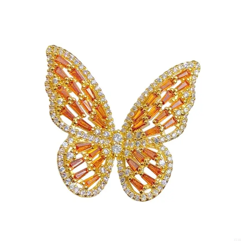  Statement Butterfly Ring with Openwork Design for Social Styling