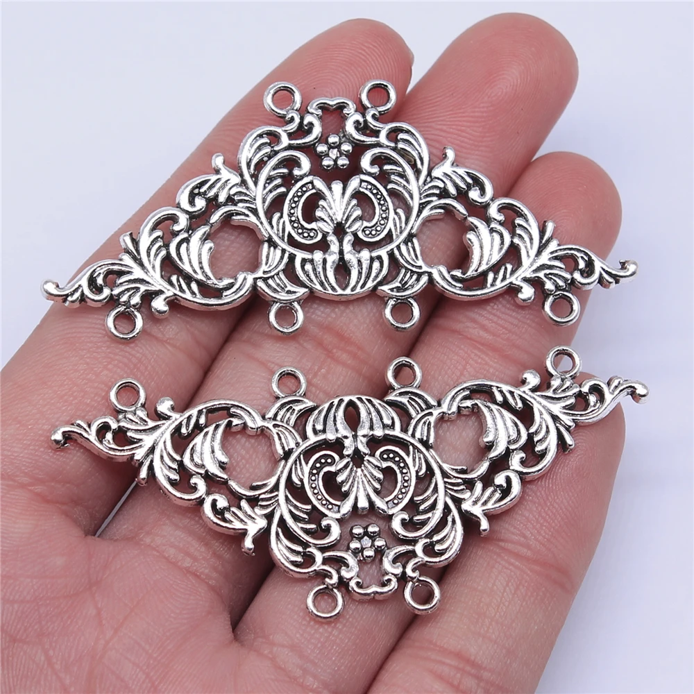 WYSIWYG 2 sztuk 66x30mm naszyjnik złącze do tworzenia naszyjników antyczny kolor srebrny DIY naszyjnik biżuteria znalezienie