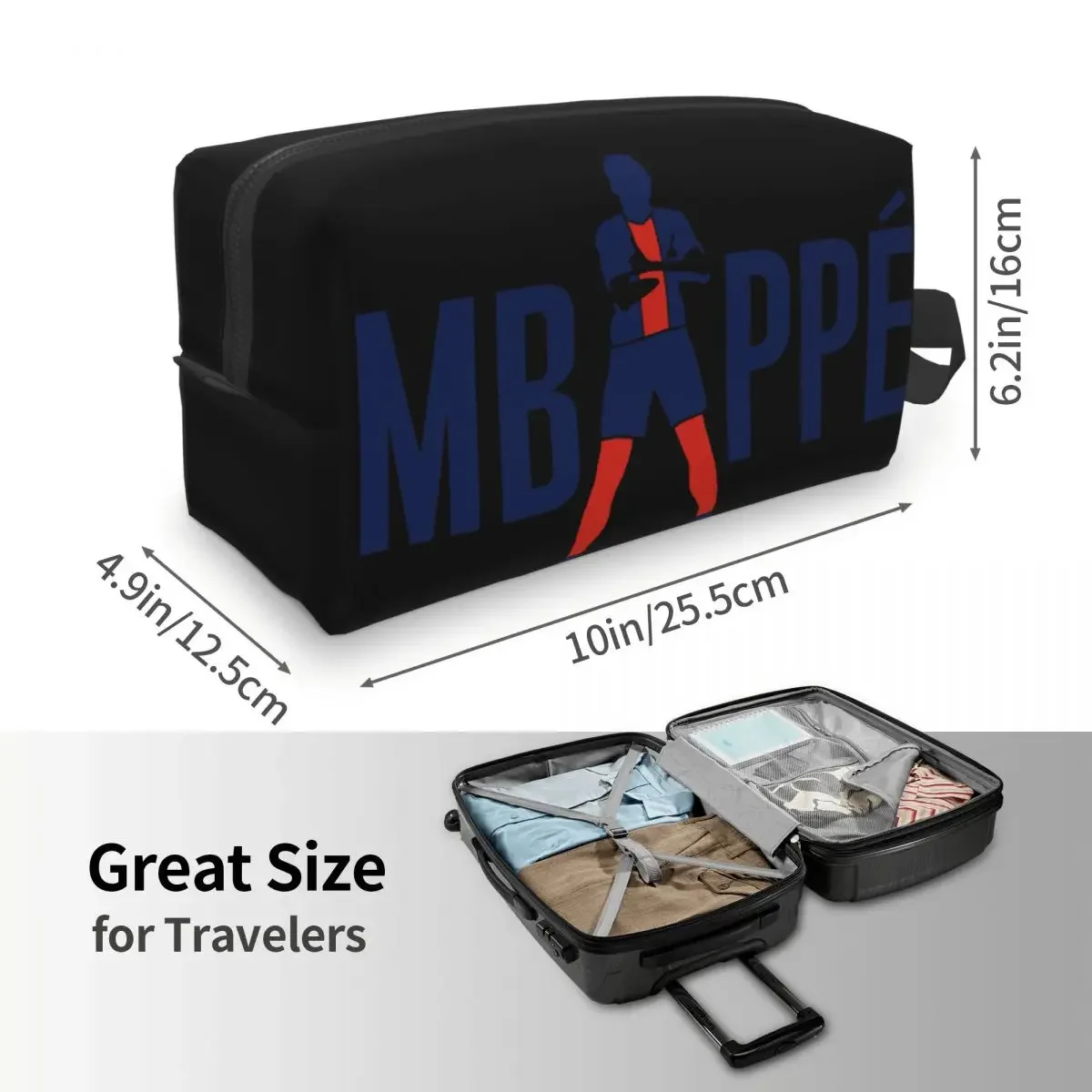 Custom Mbappes Soccer Travel Cosmetic Bag Women French KM Football Makeup Toiletry Organizer Ladies Beauty Storage Dopp Kit