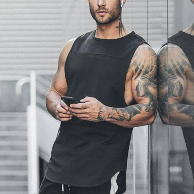 

Простые майки для тренажерного зала, фитнеса, бодибилдинга, мужские повседневные спортивные тренировочные рубашки без рукавов, летние дышащие сетчатые быстросохнущие майки