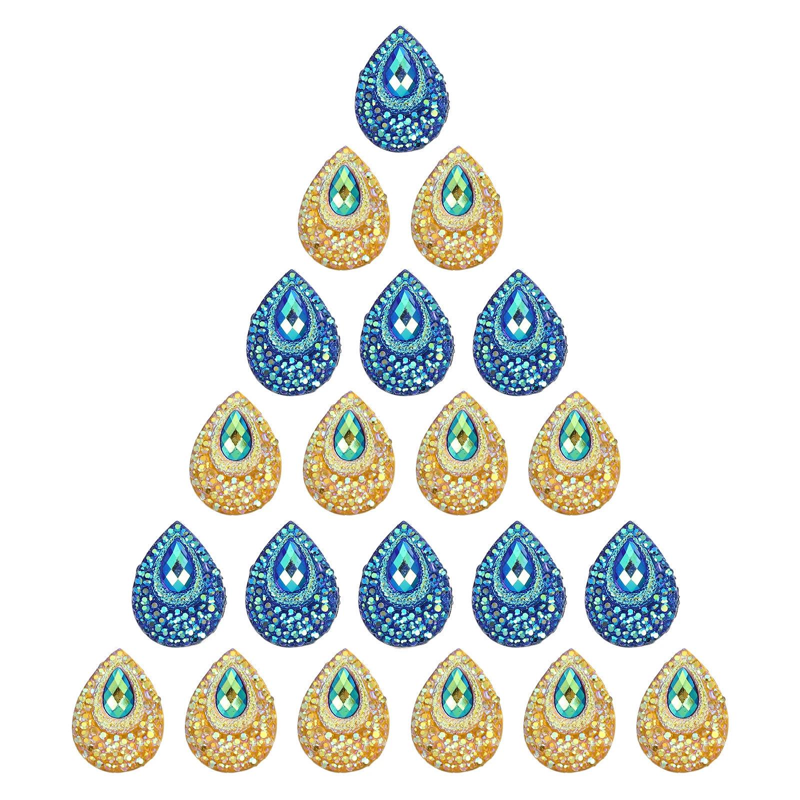 

100 Pcs Drop Shaped Resin Flatback Rhinestones 18x13mm Yellow Sewing Craft Decor Jewelry Wedding Clothes Patch for Bags