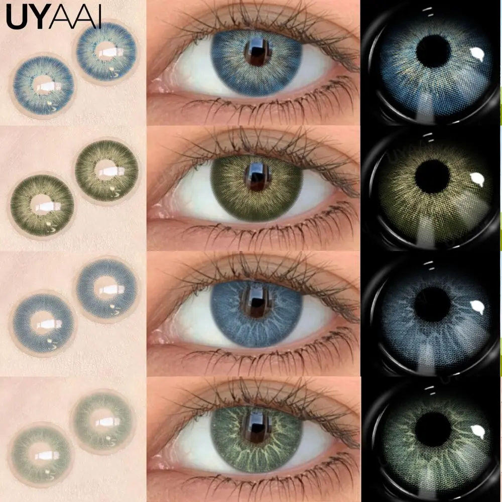 UYAAI Farbkontaktlinsen 1 Paar Neue Blaue Linsen Make-up Braune Linsen Schönheits-Pupillenlinsen Kosmetische Farblinsen Natürliche Colorcon Grüne Linsen