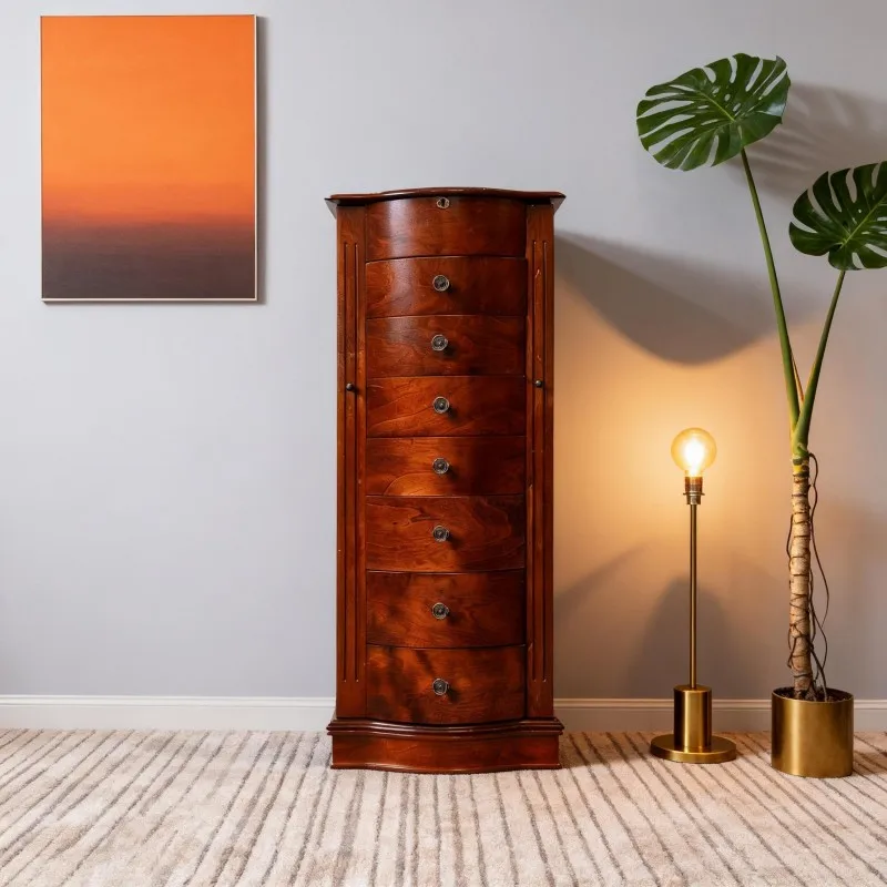 New modern design wooden jewellery storage cabinet with lockable organizer, 8 drawers, bedroom home storage