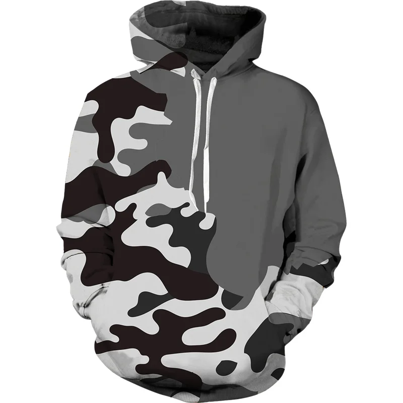 3D Printed Multicolor Camo Hoodies For Men Colorful Geometry Pattern Pullovers Casual Hooded Sweatshirts Long Sleeve Loose Tops