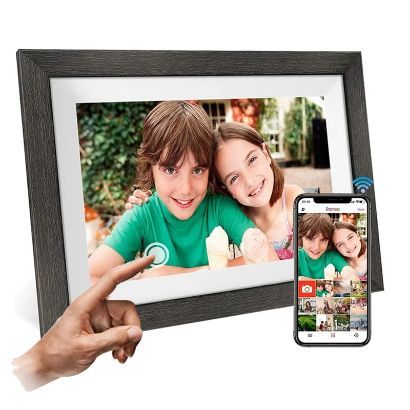 

Frameo 10.1 Inch Wifi Cloud Digital Photo Frame Album APP Remote Digital IPS HD Touch Screen Gift Clock Calendar Video Player