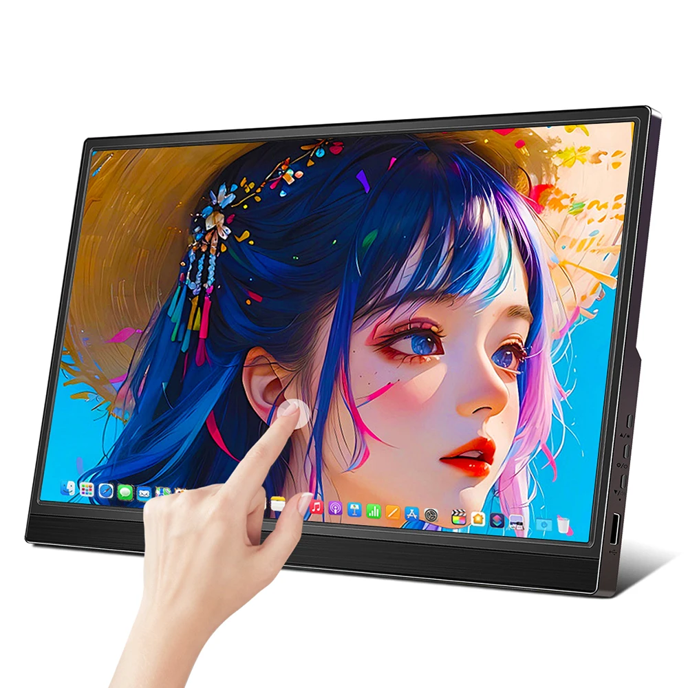 

15.6/14" Touchscreen Portable Monitor FHD 1080P IPS Second Screen USB C HDMI Travel Monitor with Speakers for Laptop PC Phone