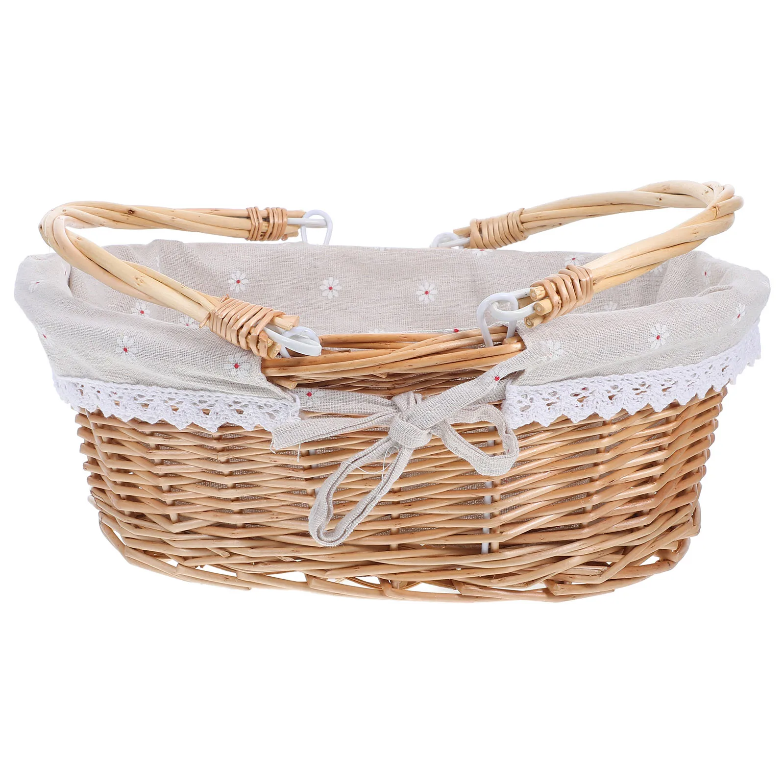 المنسوجة يدويا ريفي سلة خوص المحمولة نزهة الفاكهة المنظم سلة التخزين طاولة المطبخ جمع في الهواء الطلق