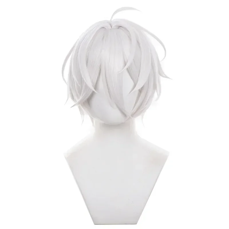أنيمي ES ناتسو كنا شعر مستعار تأثيري قصيرة 32 سنتيمتر أبيض رمادي شعر مستعار تأثيري مقاومة للحرارة الشعر هالوين شعر مستعار للحفلات + غطاء شعر مستعار مجاني