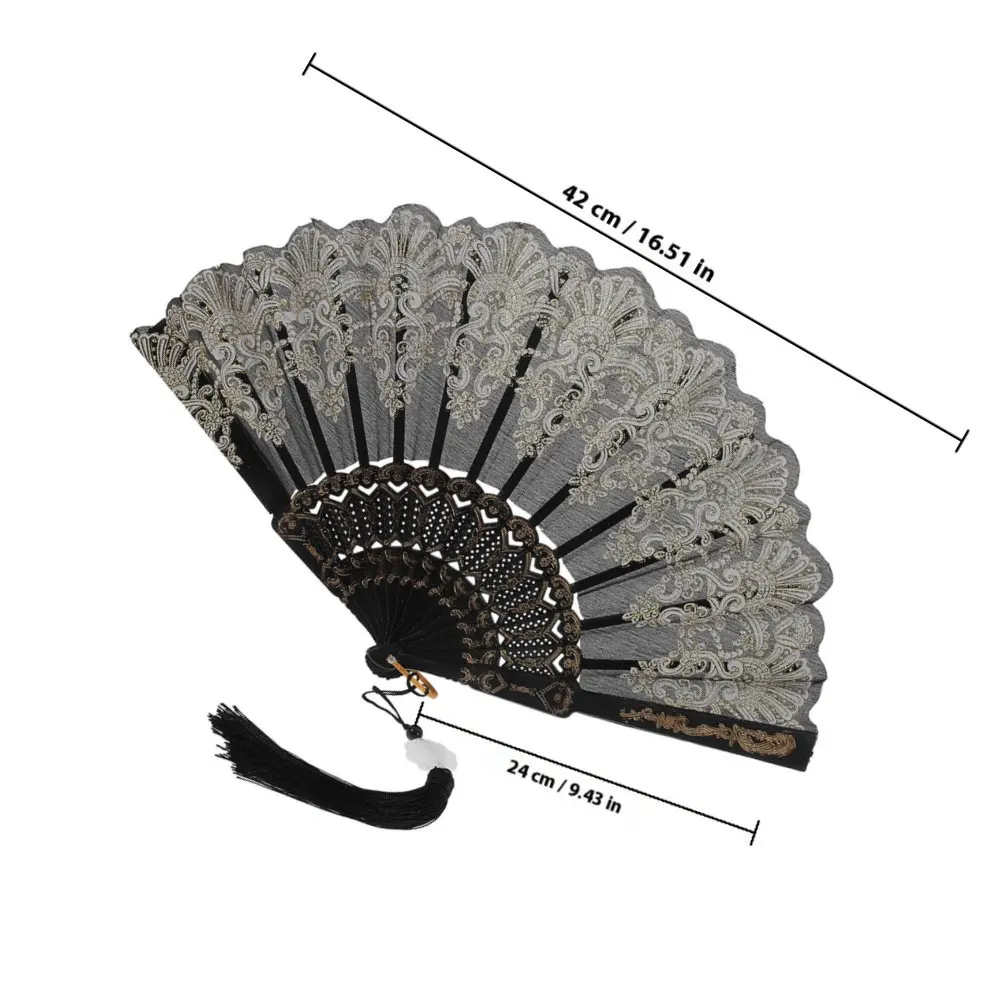 2Pcs Folding Fan Ancient Style Gold Pattern Lightweight Exquisite Handheld Fans Summer Cooling Dance Performance Photography