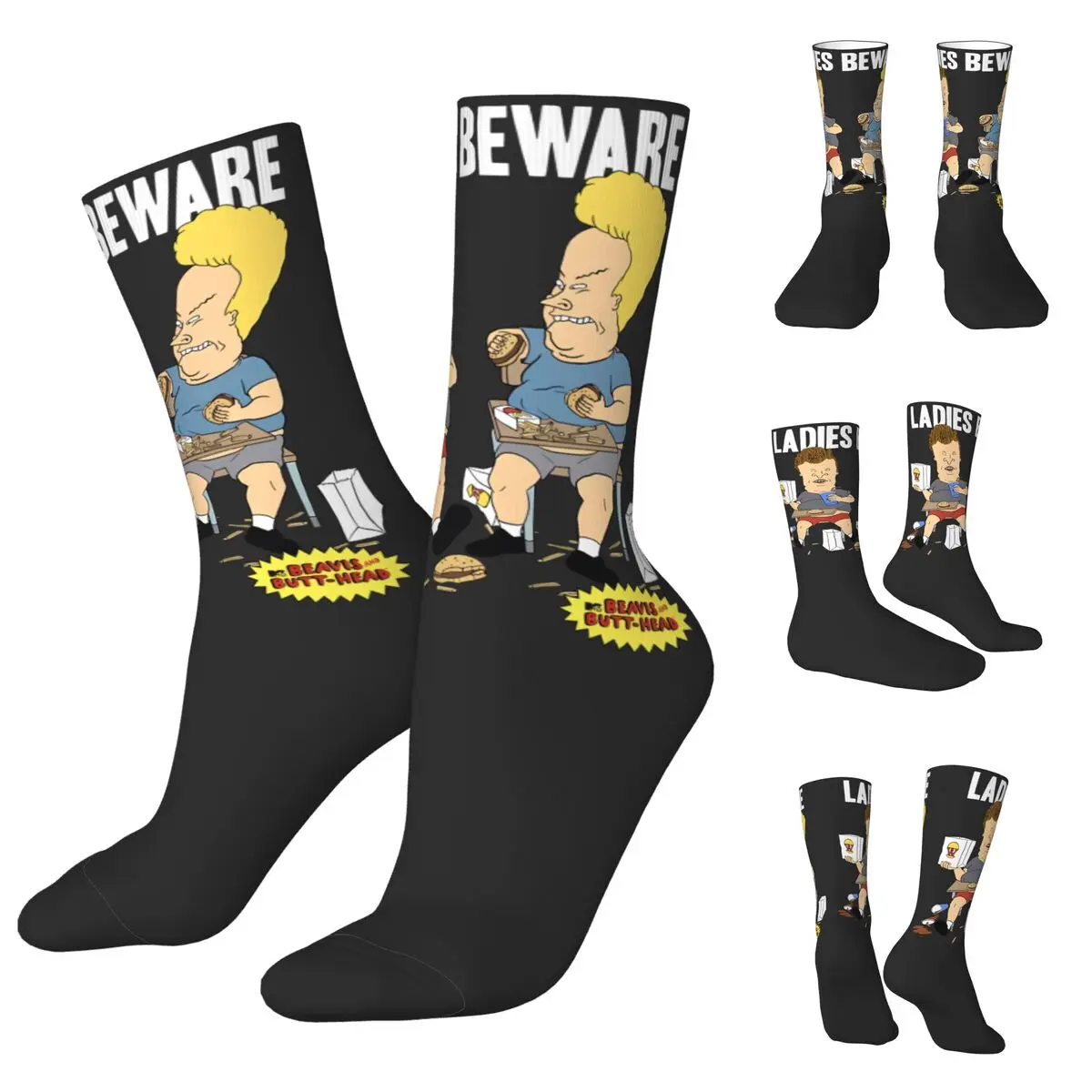 Beavis And Butthead POLYESTER Unisex Hip Hop 3D Print Happy Socks