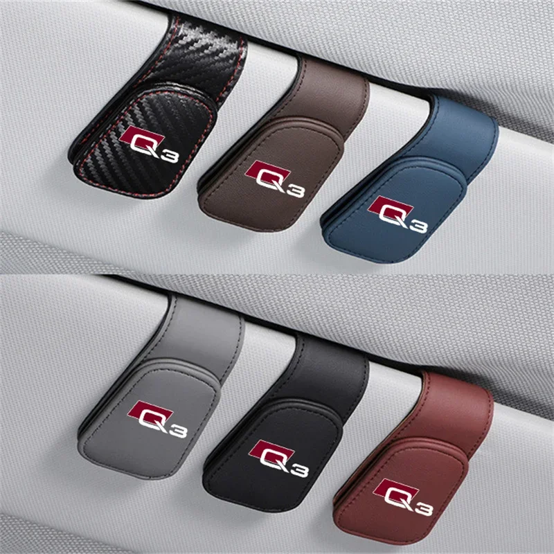 Car Eyeglass Holder Glasses Storage Clip For audi Q3 with logo Car Sunglasses Holder Interior Organize Multifunction Accessories