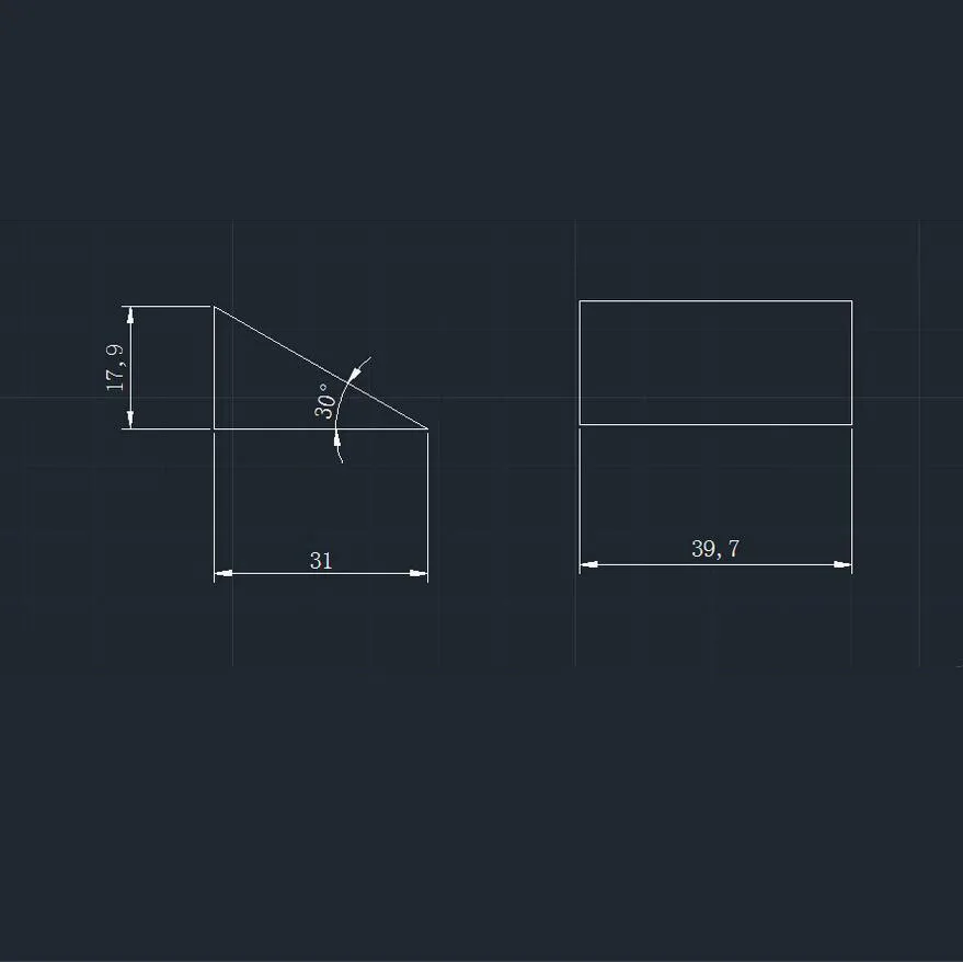 2X 30°60°90° Right Triangle Prism 31*39.7*17.9mm Physical Optics Reflector Prism