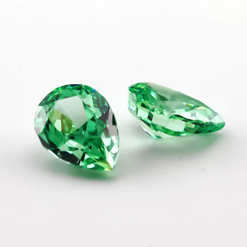 

SHIQIER 11#Green Pear Crushed Ice Cut Cubic Zirconia Stone 6x8mm 5A Loose CZ Synthetic Gemstone For Jewelry Making