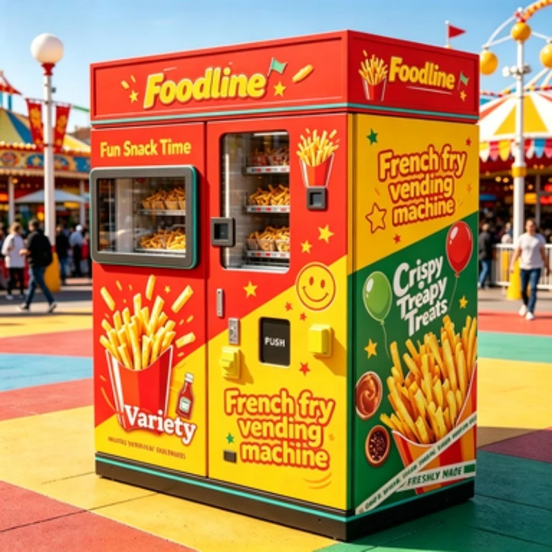 Robot Operated Fries Vending Machine 55 Inch Touch Screen Fully Automatic Self-Service Hot French Fry Dispenser for Business Use