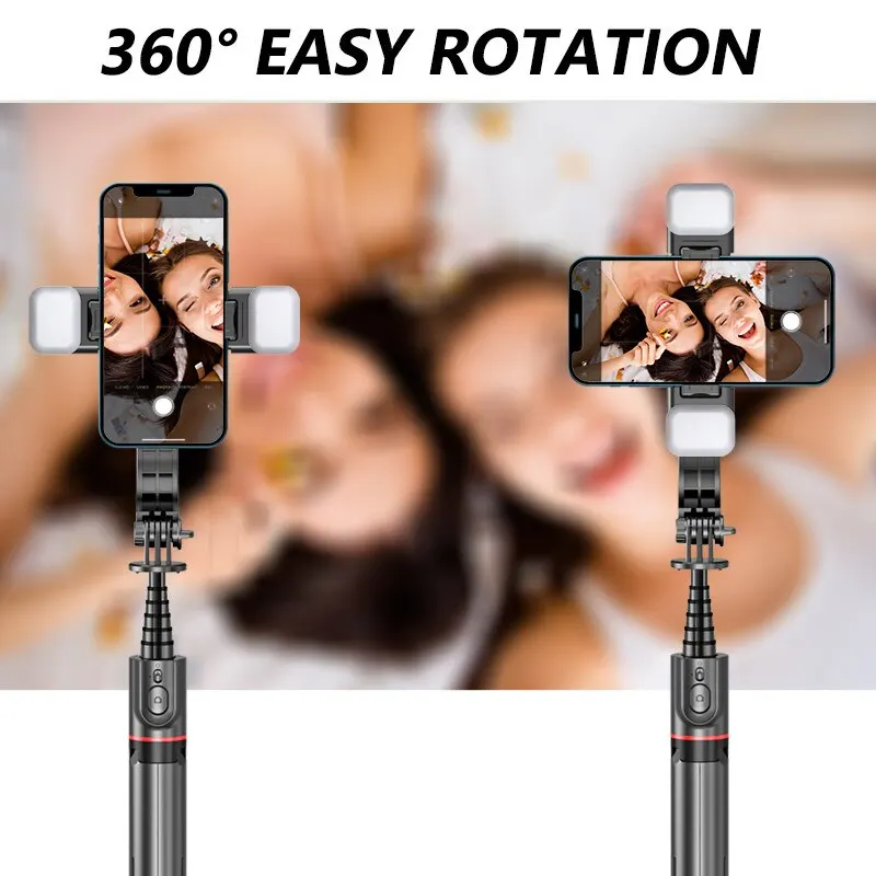 Trépied Selfie Stick Bluetooth sans fil pliable INRAM-L12d avec obturateur à distance, mini trépied, rassemblement, voyage d'isolation