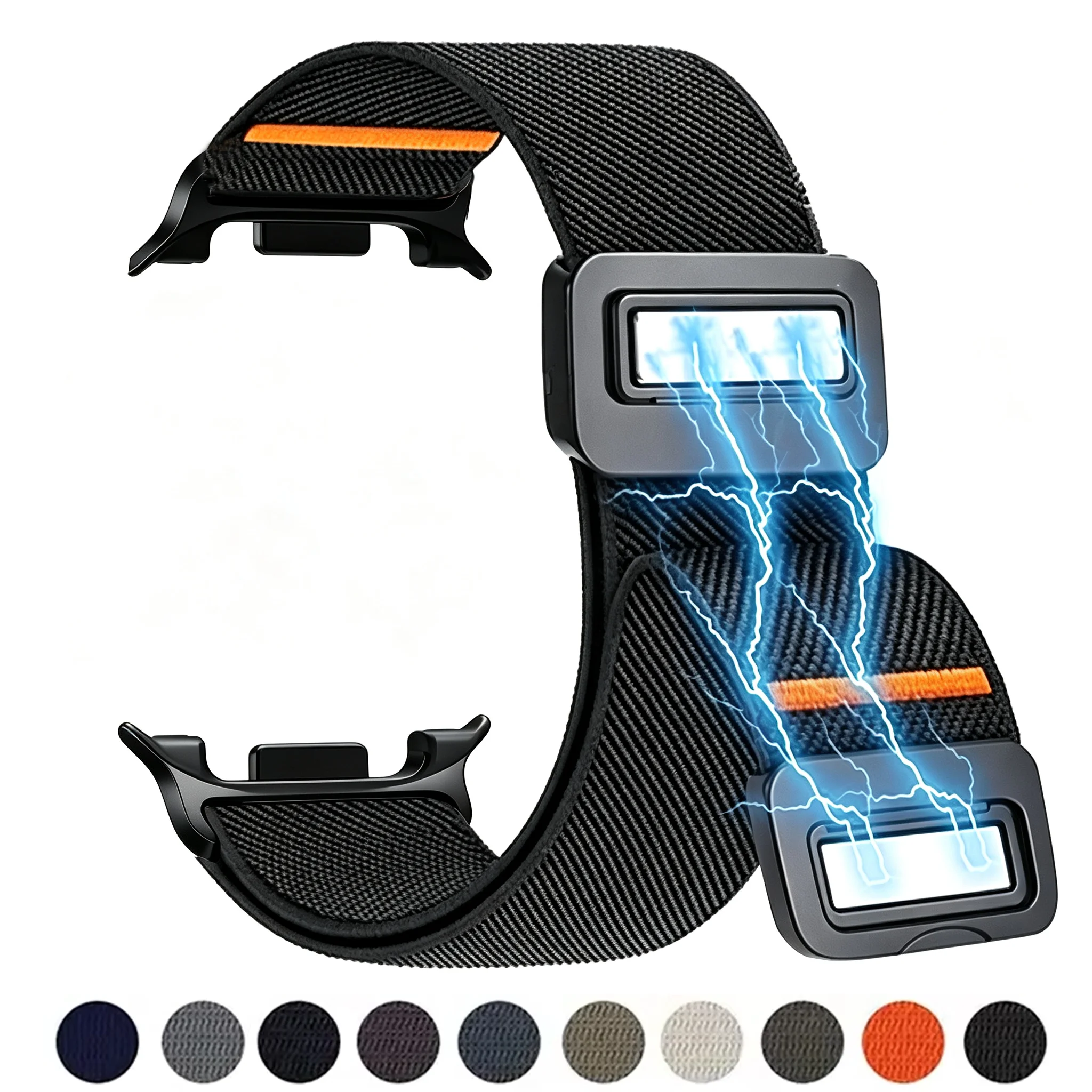 Pulseira para Samsung Galaxy Watch Ultra 2, 47mm, elástica, magnética, de nylon, compatível com Galaxy Watch 9/8/8 Classic 46, 40mm, 44mm