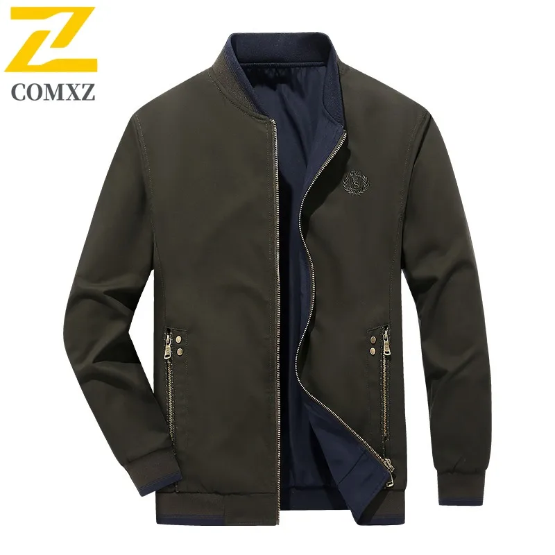 COMXZ New Premium Jacket 2025 Middle Age Casual Stand Collar Business Leisure Comfortable Outerwear High Quality Autumn Clothing