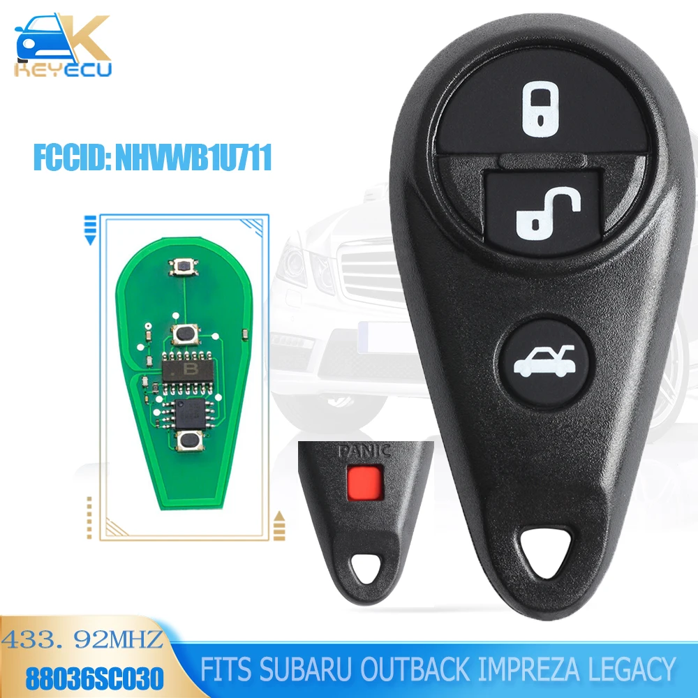 

KEYECU NHVWB1U711 3+1 Button 433.92MHz Keyless Remote Key Fob For 2005-2013 Subaru Outback Impreza Legacy B9 Tribeca Impreza