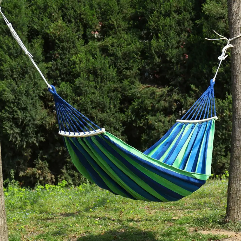 1 Set Portable Canvas Hammock Soft Touch Strong Bearing Capacity Canvas Unisex Portable Camping Hammock Outdoor Accessories