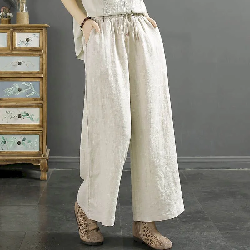 

Straight Pants for Women Vintage Summer Sale Korean Style Elastic Waist Flowing Trousers Wide Leg Pants Casual Women Clothing