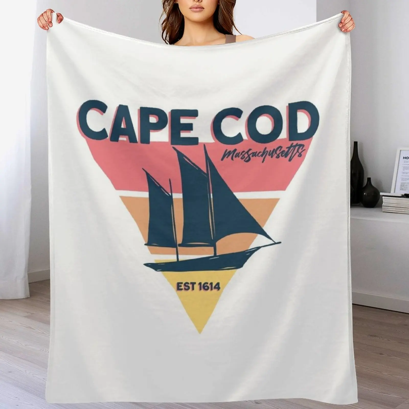 

Cape Cod Sailboat Massachusetts Summer Vibes Throw Blanket Flannel Decoratives Travel Blankets