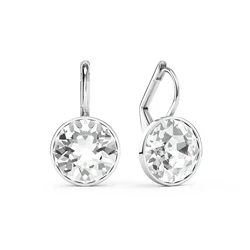 Silver Color Bella Drop Earring for Women Christmas Birthday Original Crystals from Austria Round Cut Dangle Pierced Jewelry