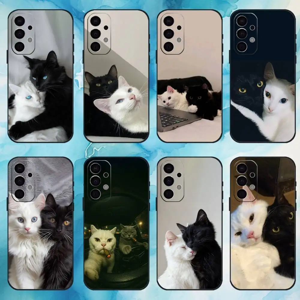 

Cute Black and White Cat Phone Case For Samsung S25,S24,S21,S22,S23,S30,Ultra,S20,Plus,Fe,Lite,Note,10,9,5G Black Cover