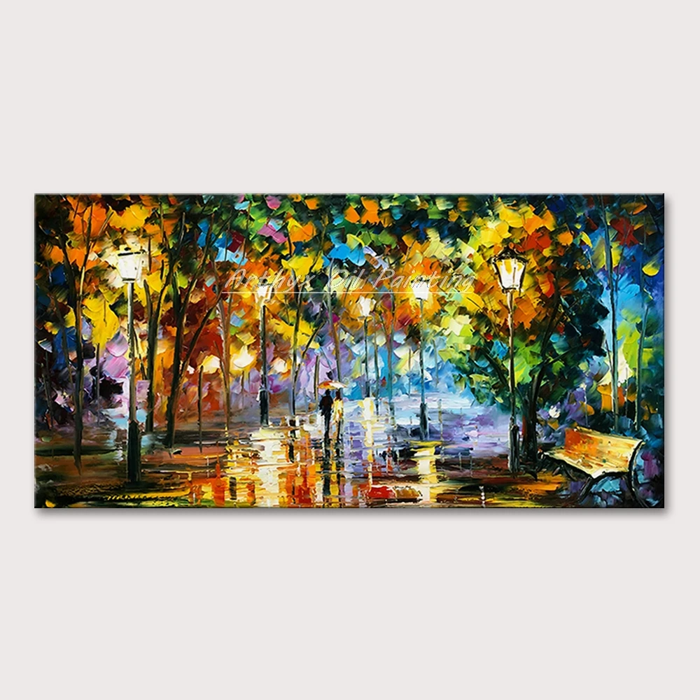 Arthyx Art Large Hand Painted Oil Painting on Canvas Palette Knife Landscape Picture For Living Room Wall Art Home Decor Posters