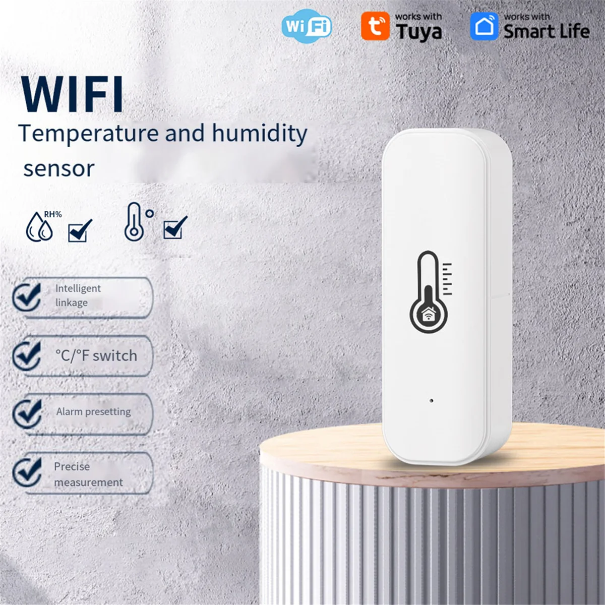 2025 New Tuya WiFi Temperature and Humidity Sensor Indoor Humidity Sensor APP Monitoring for Alexa Google Home Assistant