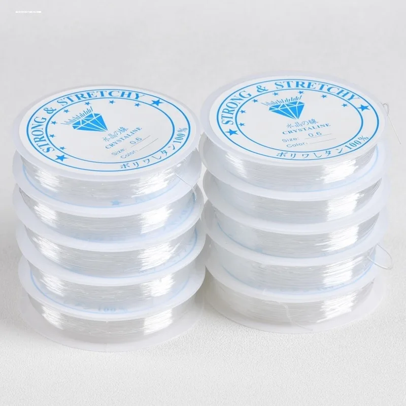 6 Rolls/1Bag Transparent White Crystal Fish-silk Elastic Thread Buddhist Prayer Bead String Accessory Jewelry Bead Material