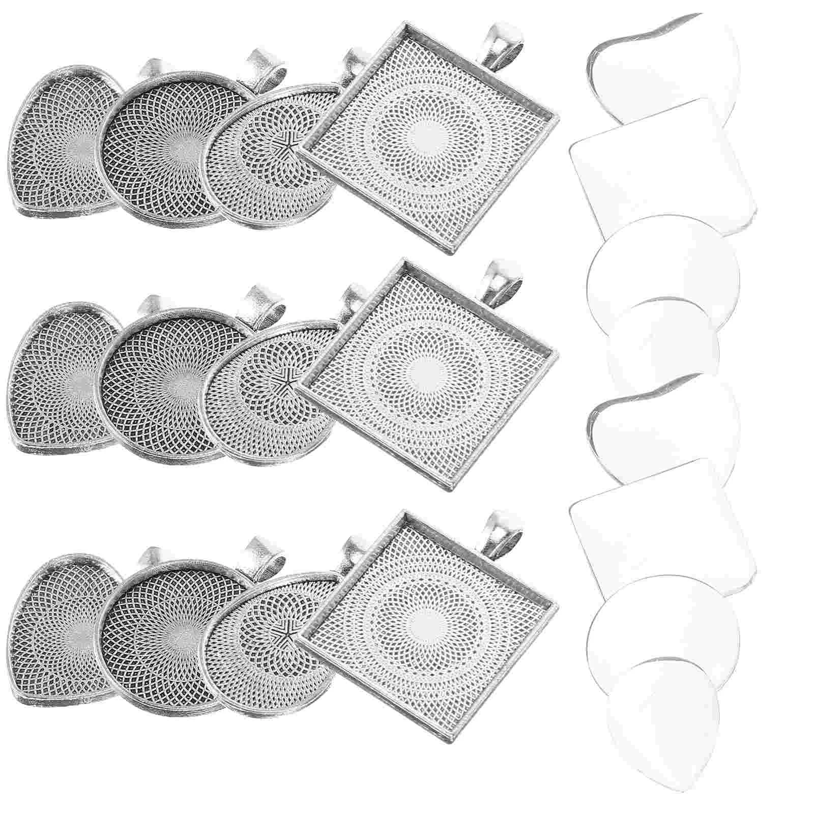 24 set fai da te bronzo nuovo arco in lega tempo movimento centrale argento tibetano metallo stampaggio spazi vuoti vassoio (24 toppe con pietre preziose, 24 T