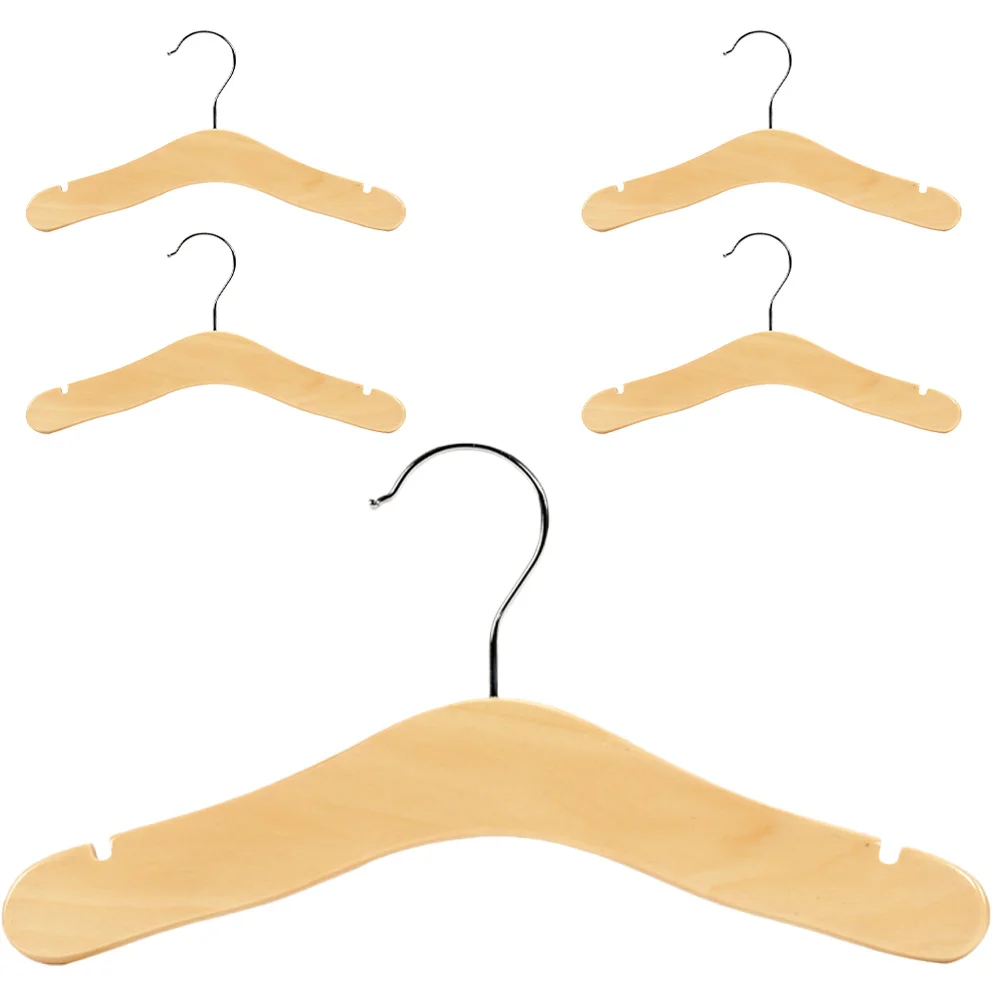 5 قطع من الشماعات الخشبية، شماعات الملابس، التصميم العلمي، عملية تلميع سلسة، خزانة تخزين