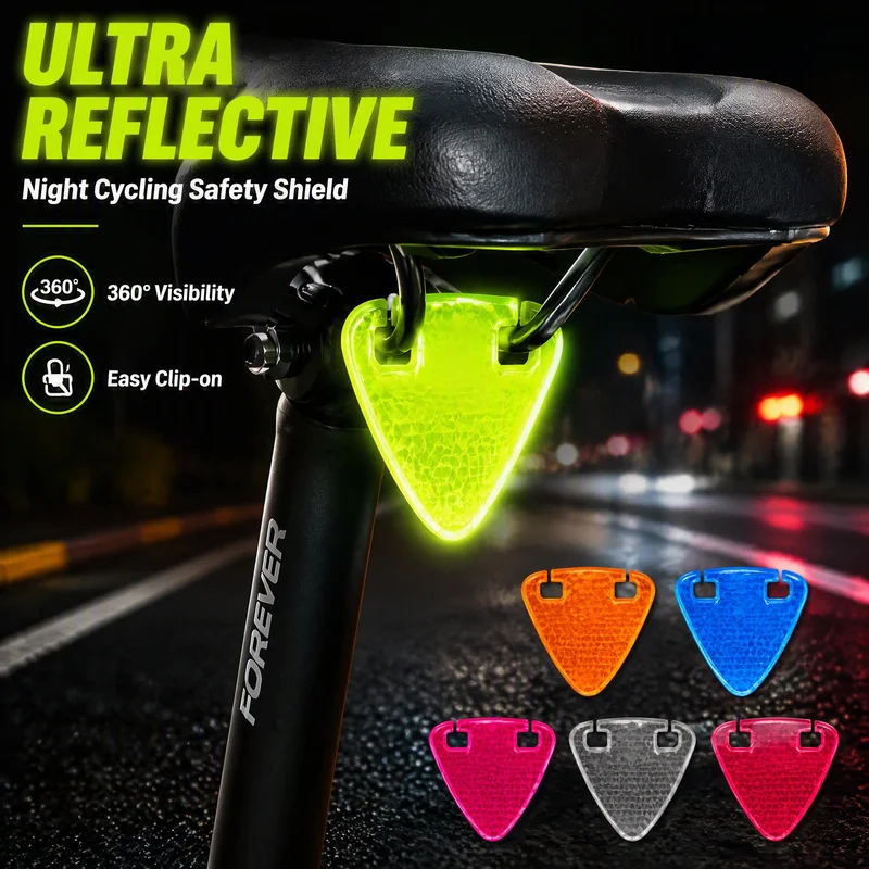 6PCS Night Riding Safety Bike Reflector Random Color Triangle Highlight Reflective Pendant Free Installation Seat Hanging Warnin