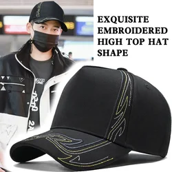 Fashionable Embroidered Hat Men's Four Seasons Baseball Hat High Top Deepening Face Highlighting Small Wide EavesDuck Tongue cap